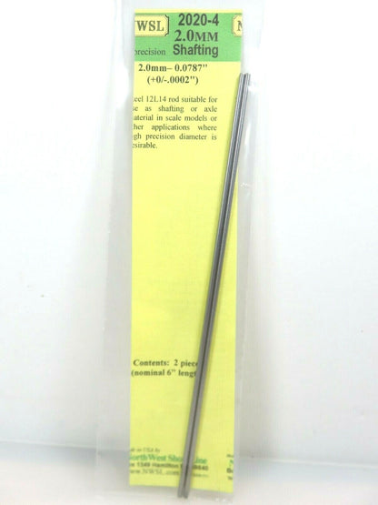 Northwest Short Line #2020-4 NWSL 2mm Shafting (2) 6 inch Pieces Ho Locomotives