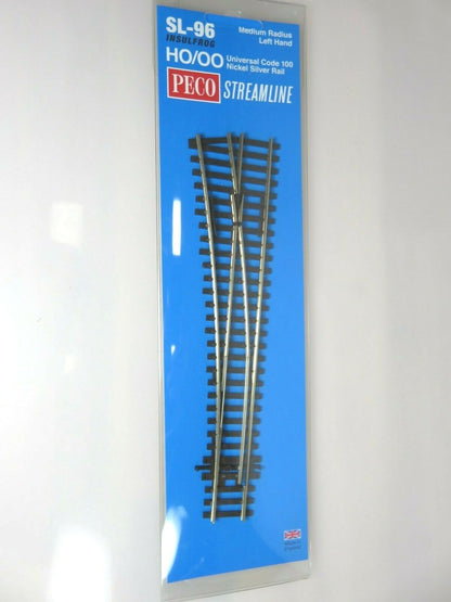 Peco Streamline HO SL96 Code100 Track Insulfrog Medium Radius Turnout Left Hand