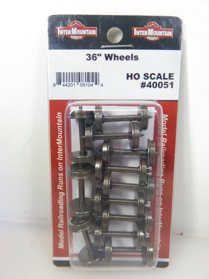 Intermountain #40051 36 Inch Metal Wheelsets 12 Pack .110" Tread Width NIB