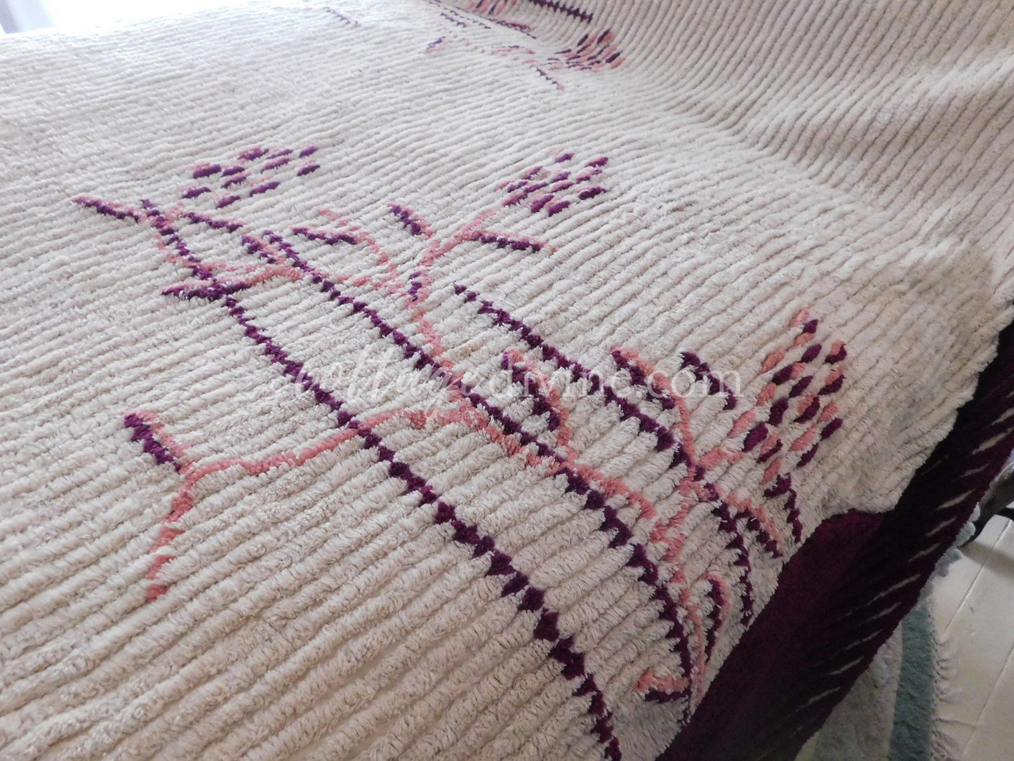 Antique Art Deco Chenille Bedspread, 1930s Vintage Cattail Print, Twin Size