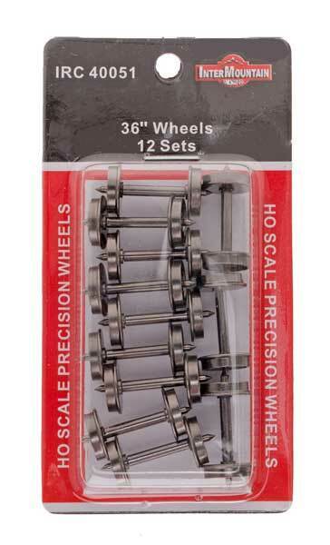 Intermountain #40051 36 Inch Metal Wheelsets 12 Pack .110" Tread Width NIB