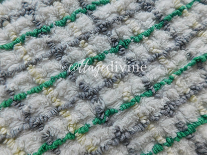 Cozy Plaid Vintage Chenille Fabric in Rustic Grey, Green, Yellow ~ 20" x 24" inch piece for Quilting & Sewing