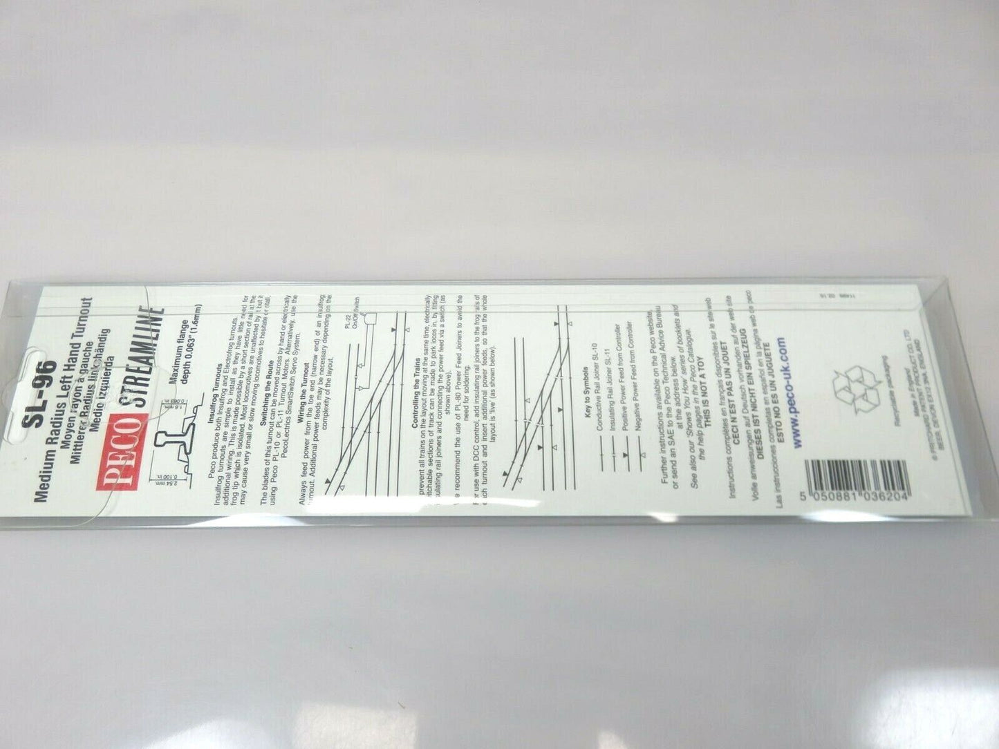 Peco Streamline HO SL96 Code100 Track Insulfrog Medium Radius Turnout Left Hand